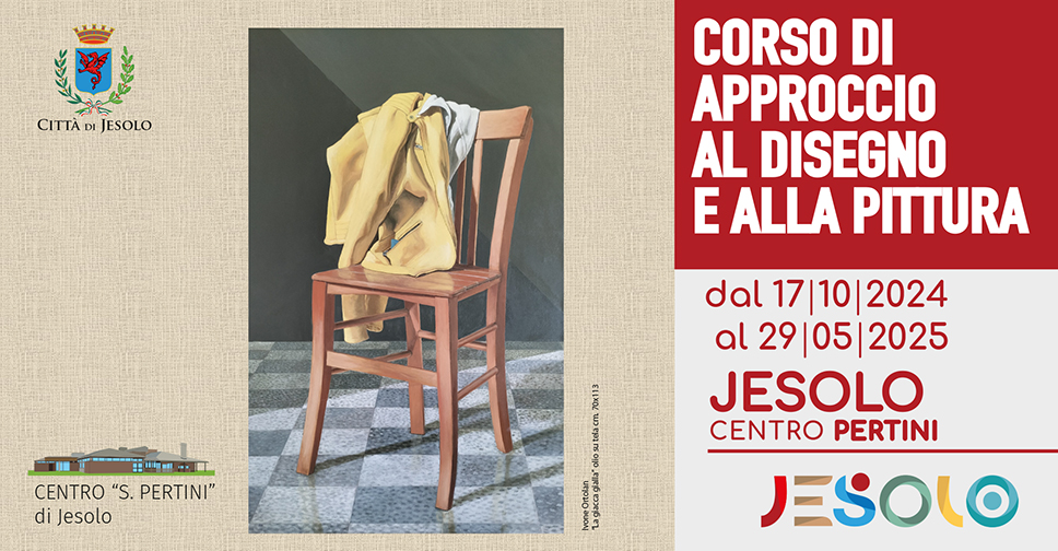 Corso di approccio al disegno e alla pittura a Jesolo - immagine di una sedia in legno, con una giacca color giallo senape adagiata sullo schienale